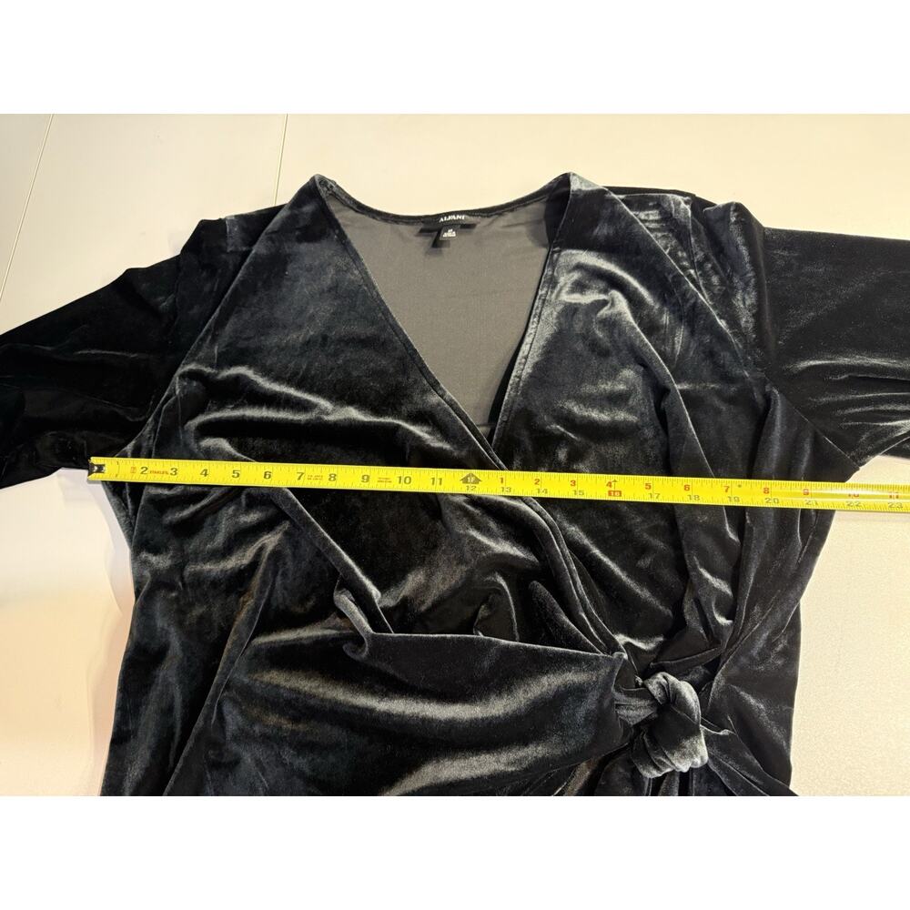 Alfani Velvet Wrap Top Womens 2X Gray Black Velvet Holiday Evening Glam Party - Picture 6 of 10